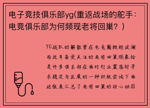 电子竞技俱乐部yg(重返战场的舵手：电竞俱乐部为何频现老将回巢？)